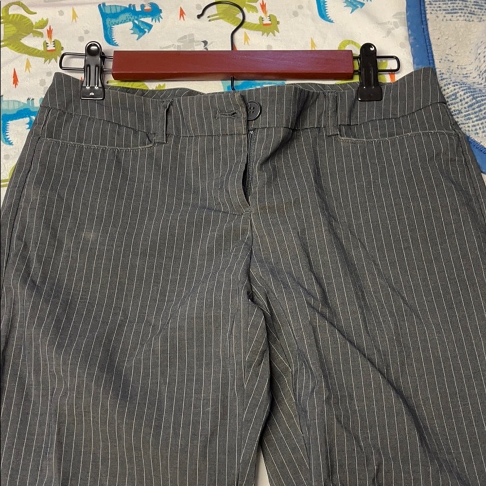Grey pinstriped dress pants